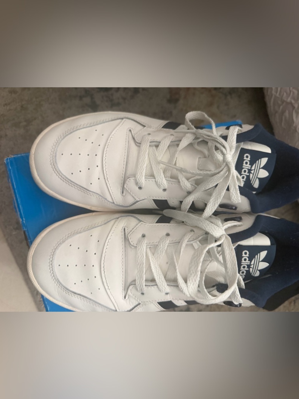 adidas men White and Navy Low-Top Sneakers